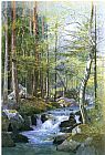 Famous Mill Paintings - Torrent in Wood behind Mill Dam, Vahrn near Brixen, Tyrol